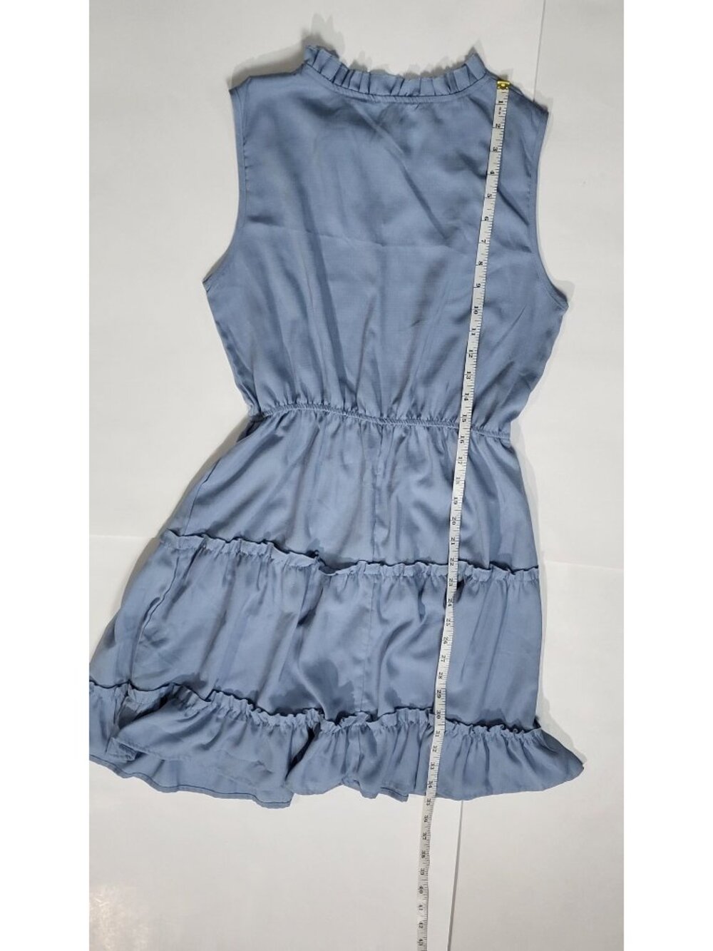 Cupshe Sleeveless Light Blue Tiered Dress With Ruffled Neckline Size Small - Picture 6 of 8